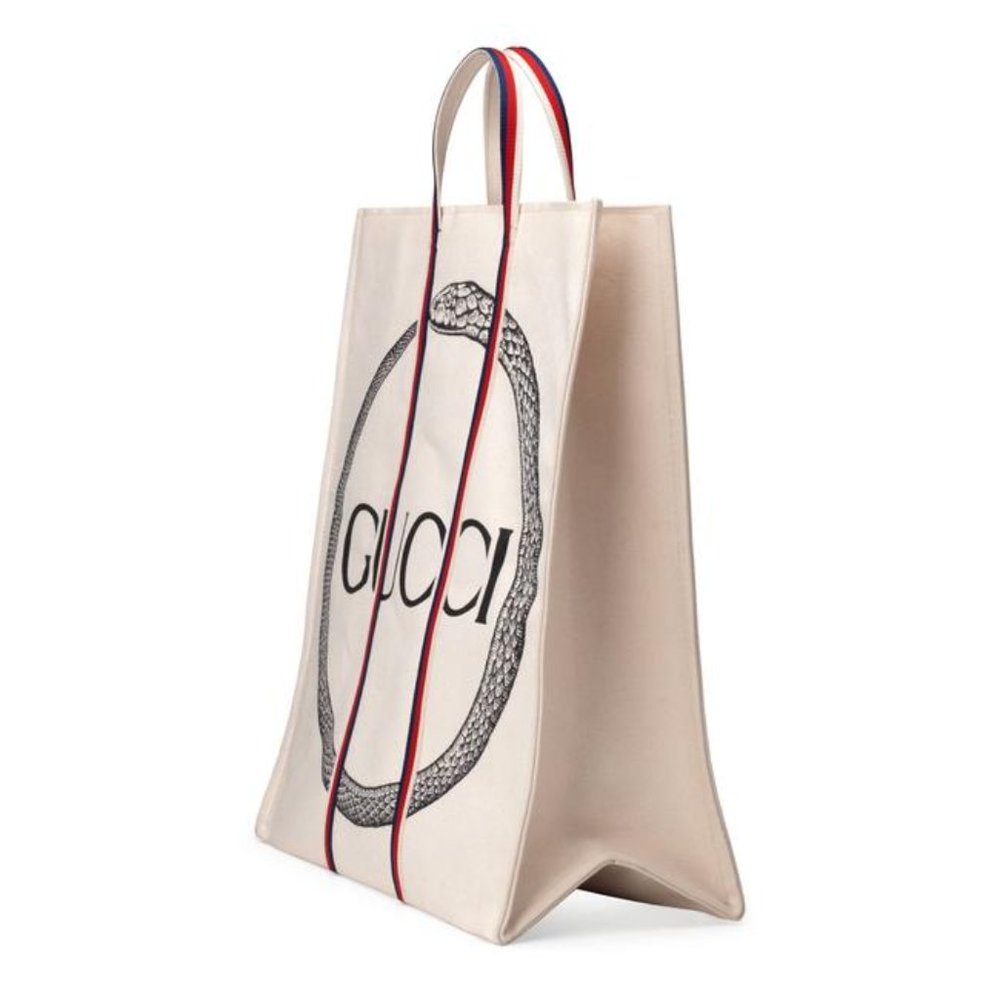 Authentic NEW GUCCI Ouroboro Ivory print tote - Picture 5 of 8